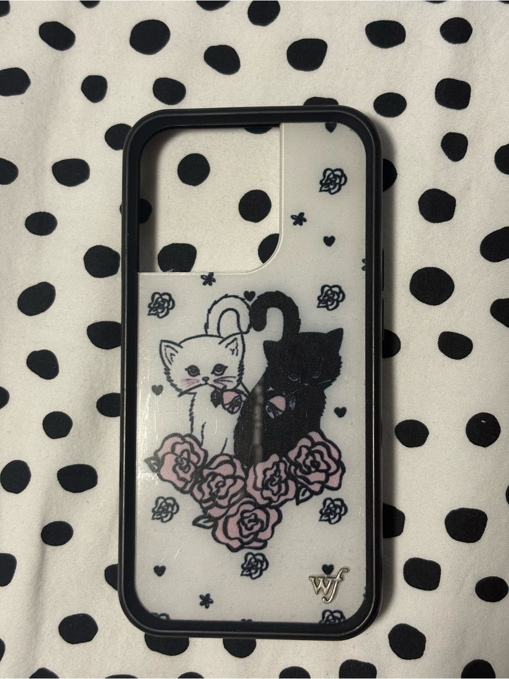 Wildflower iPhone 14 pro Cute Black & White Cat Design Phone Case - kittens case